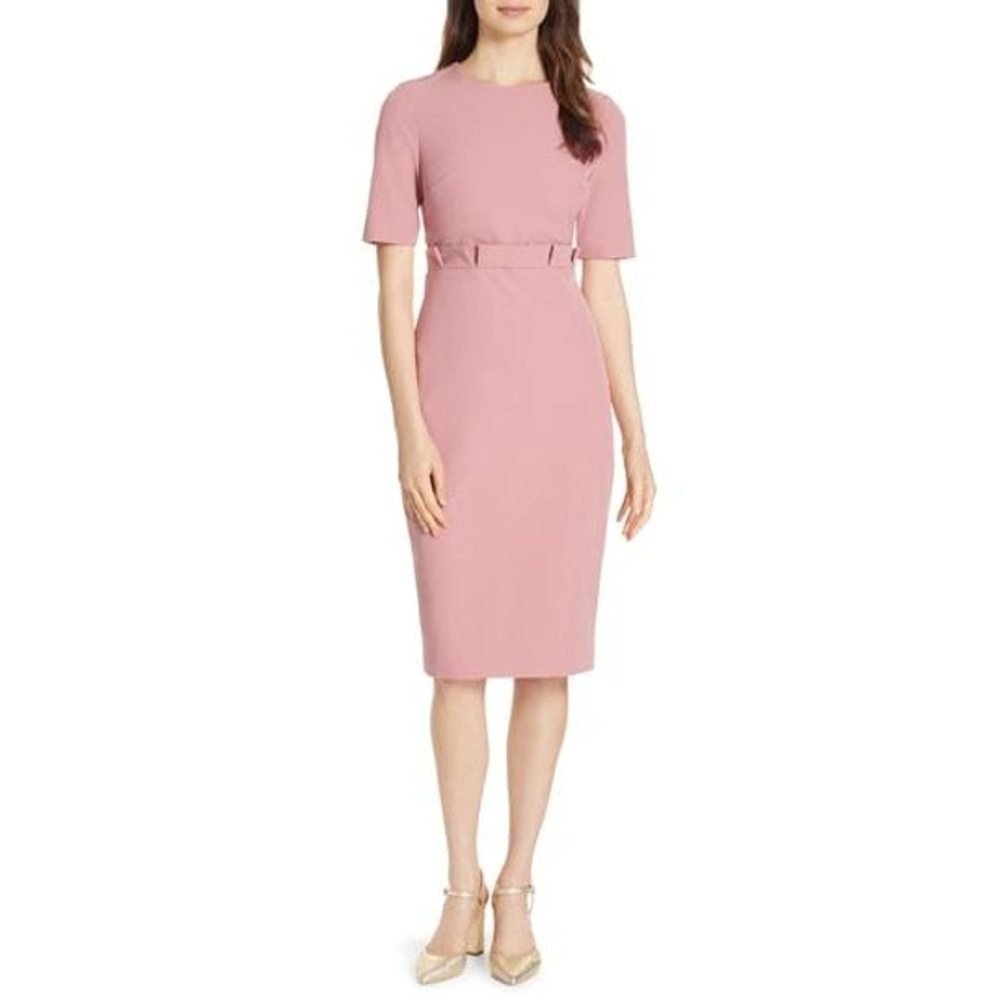 Ted Baker Maggidd Ruffle Waist Midi Pencil Dress Coral Pink Women's Size 1 / S